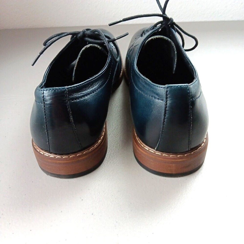 Stacy Adams Mens Blue Leather Dress Shoes 9 M Brogue Lace up Alaire Corporate - Picture 6 of 12